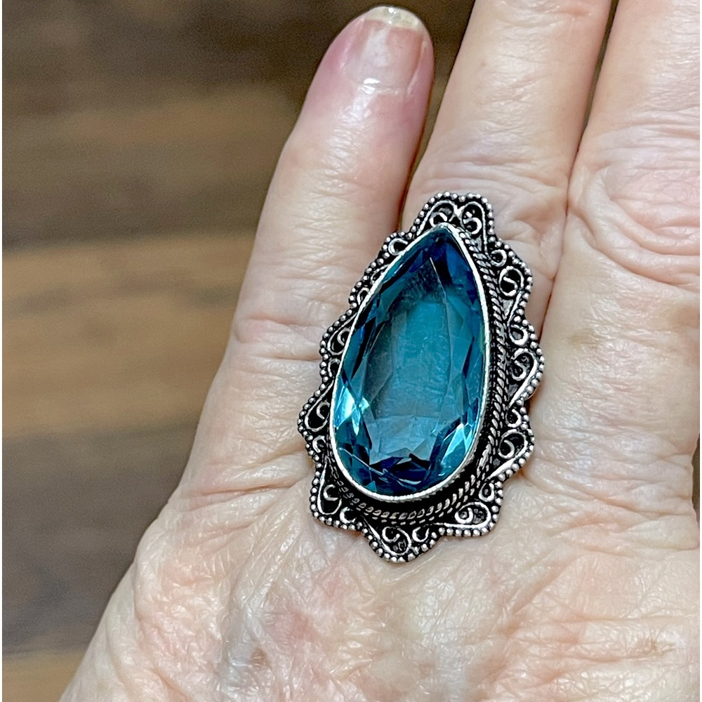 Swiss Blue Quartz Designer Ring